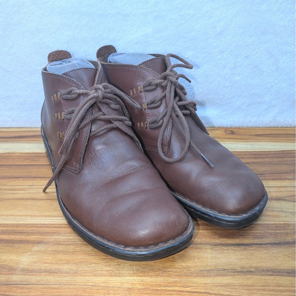 Naturalizer‎ Leather Ankle Boots Womens Size 7.5 Brown Lace Up Comfort